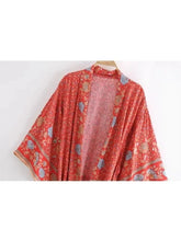 Load image into Gallery viewer, Floral Bohemian Kimono ,Boho Robe ,Bikini Cover-ups
