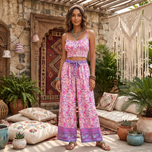 Load image into Gallery viewer, Pink Floral Print Suits,Boho Sets Outfits