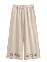 Load image into Gallery viewer, Wild Floral Embroidery ,Bohemian Wide Leg Pants,Boho Trousers