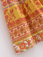 Load image into Gallery viewer, Yellow Floral Print ,Bohemian Mini Dress, Boho Dress