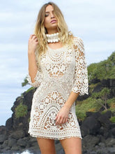 Load image into Gallery viewer, Hollow Lace, Boho Mini Dress,bohemian Sundress