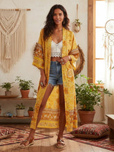 Load image into Gallery viewer, Floral Horse Print ,boho Kimono ,Bohemian Robe