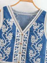 Load image into Gallery viewer, Denim Embroidery ,Suspender Vest ,Sequin Vest Waistcoat