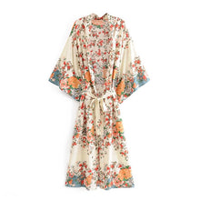 Load image into Gallery viewer, Multi Floral Print,Bohemian Kimono,Batwing Sleeves Robe