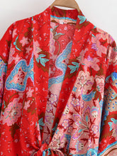 Load image into Gallery viewer, Peacock Floral Print,Short Kimono , Boho Cover-ups