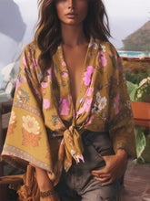Load image into Gallery viewer, Bohemian Kimono, Boho Bikini Cover-ups,Yellow Floral