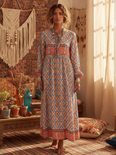 Load image into Gallery viewer, Geometry Floral ,Beach Bohemian Maxi Dress,Boho Dress