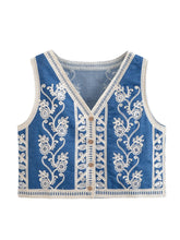 Load image into Gallery viewer, Denim Embroidery ,Suspender Vest ,Sequin Vest Waistcoat