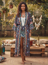 Load image into Gallery viewer, Boho Kimono, Beach Robe,Navy Floral