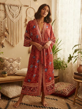 Load image into Gallery viewer, Boho Robe, Kimono Robe,Nova Red Floral