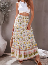Load image into Gallery viewer, Floral Peacock Printed, Boho Maxi Skirt, Vintage Skirt