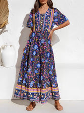 Load image into Gallery viewer, Green Floral Print ,Bohemian Maxi Dress,Boho Dress