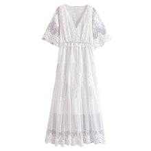 Load image into Gallery viewer, White Lace Embroidery,Bohemian Maxi Dress,Wedding Dress