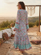 Load image into Gallery viewer, Wild Floral , Deep V-neck ,Autumn Boho Maxi Dress