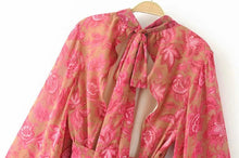 Load image into Gallery viewer, Red Floral Print ,Beach Bohemian Rompers