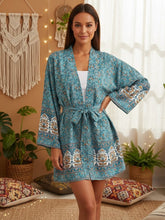 Load image into Gallery viewer, Bohemian Kimino ,Short Robe , Boho Bikini Cover-ups