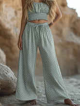 Load image into Gallery viewer, Green Polka Dot ,2 Pieces Suits ,Boho Sets