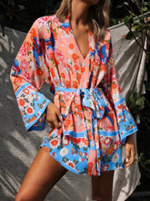 Load image into Gallery viewer, Floral Print ,Bohemian Kimono Robe ,Boho Bikini Cover-ups