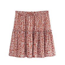 Load image into Gallery viewer, Bohemian Mini Skirts,Boho Skirt,Yellow Flower Print