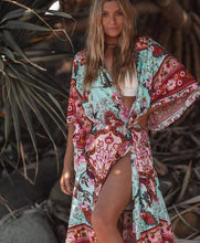 Load image into Gallery viewer, Bikini Cover-Ups,Boho Kimono Robe,Peacock Floral Print