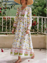 Load image into Gallery viewer, Beige Floral Print,Bohemian Maxi Dress,Boho Dress