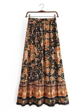 Load image into Gallery viewer, Black Floral Print,Bohemian Skirt,Boho Maxi Skirt
