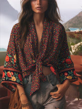 Load image into Gallery viewer, Bohemian Kimono, Boho Bikini Cover-ups,Red Floral