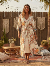 Load image into Gallery viewer, Multi Floral Print,Bohemian Kimono,Batwing Sleeves Robe