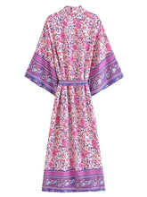 Load image into Gallery viewer, Multi Floral Bohemian Kimono ,Boho Maxi Robe