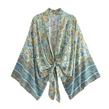 Load image into Gallery viewer, Floral Print Short Robe,Boho Cover-ups