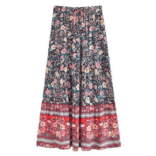 Load image into Gallery viewer, Multi Floral Printed, Beach Bohemian Pleated ,Maxi Skirts
