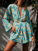 Load image into Gallery viewer, Green Floral Print ,Beach Bohemian Kimono,Boho Bikini Cover-ups