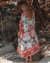 Load image into Gallery viewer, Bikini Cover-Ups,Boho Kimono Robe,Peacock Floral Print
