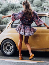 Load image into Gallery viewer, Mini Dress, Boho Dress,Purple Floral Print