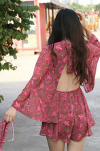 Load image into Gallery viewer, Red Floral Print ,Beach Bohemian Rompers