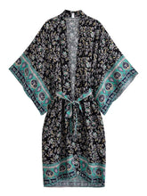 Load image into Gallery viewer, Wild Flower Print ,Batwing Sleeve Beach Bohemian Kimono,Boho Bikini Cover-ups