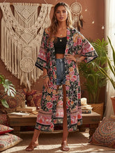 Load image into Gallery viewer, Floral Horse Print ,boho Kimono ,Bohemian Robe