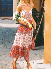 Load image into Gallery viewer, Pink Floral Print,Boho Sundress,Boho Maxi Dress