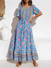 Load image into Gallery viewer, Green Floral Print ,Bohemian Maxi Dress,Boho Dress