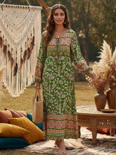 Load image into Gallery viewer, Sun Floral Print, Bohemian Maxi Dress, Boho Dress Robe