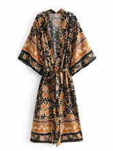 Load image into Gallery viewer, Floral Horse Print ,boho Kimono ,Bohemian Robe