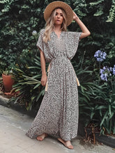 Load image into Gallery viewer, Leopard Floral Print ,Maxi Dress, Beach Boho Dress