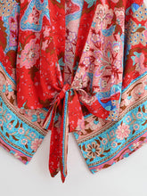 Load image into Gallery viewer, Peacock Floral Print,Short Kimono , Boho Cover-ups