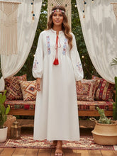 Load image into Gallery viewer, Retro Floral Emberoidered ,Lantern Sleeve Maxi Dress, Boho Dress