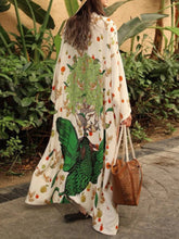 Load image into Gallery viewer, Bird Print Kimono,Bohemian Robe Cover-ups
