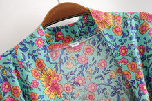 Load image into Gallery viewer, Green Floral Print,Bohemian Kimono,Boho Robe