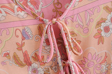 Load image into Gallery viewer, Tie Neck Floral Print ,mini Dress,Boho Dress