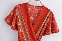 Load image into Gallery viewer, Wrap Mini Dress,Beach Summer Boho Dress
