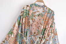 Load image into Gallery viewer, Peacock Floral Print , Bohemian Kimono,Boho Robe Kimono
