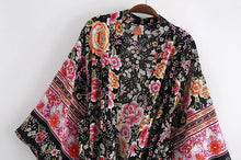 Load image into Gallery viewer, Floral Horse Print ,boho Kimono ,Bohemian Robe